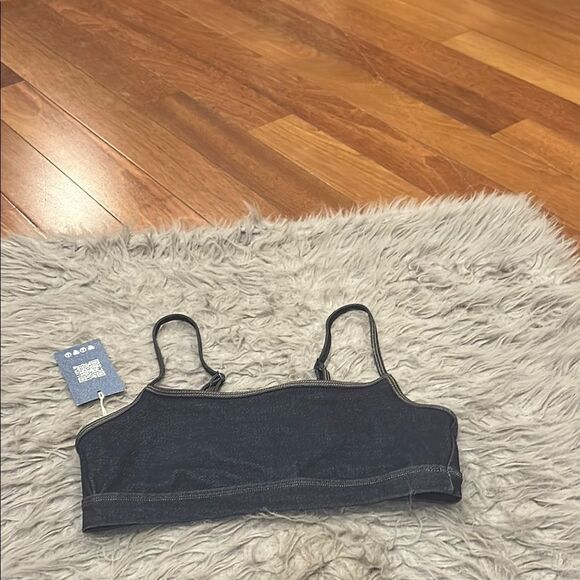 NWT aerie scoop denim colored swimsuit top size medium - Picture 1 of 5